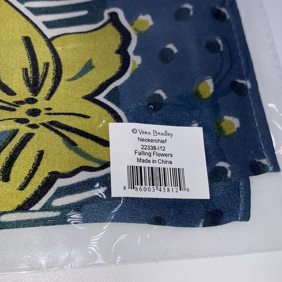 Vera Bradley Neckerchief in Falling Flowers (Blue, Dark Green Floral print) - Picture 10 of 10